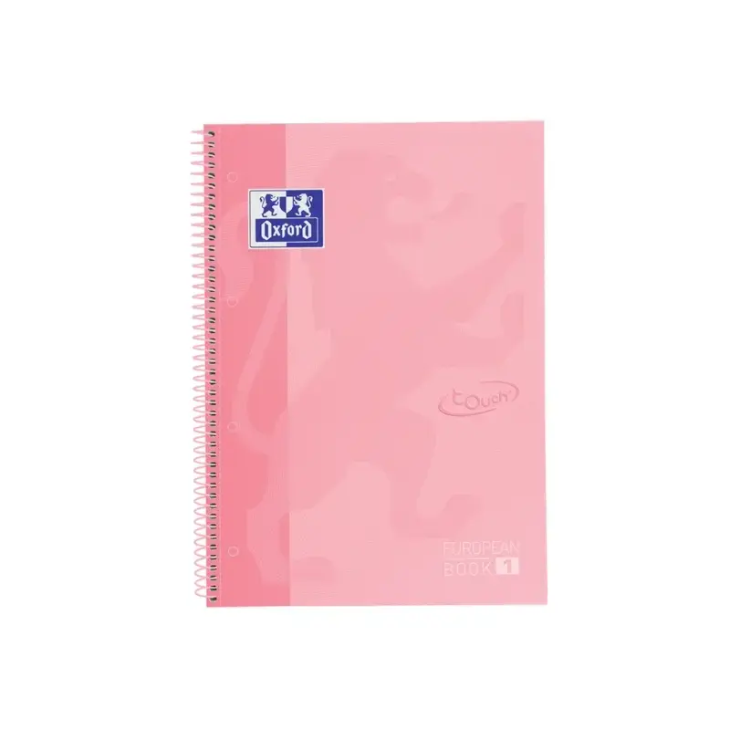 Oxford School Touch Europeanbook 1 Cuaderno A4+ 80 Hojas Microperforadas Cuadricula 5x5mm - Tapa Extradura - Color Rosa | Ahorro