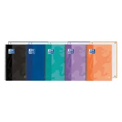 Oxford School Classic Europeanbook 1 Cuaderno A4+ 80 Hojas Microperforadas Cuadricula 5x5mm - Tapa de Plastico Translucido - Col