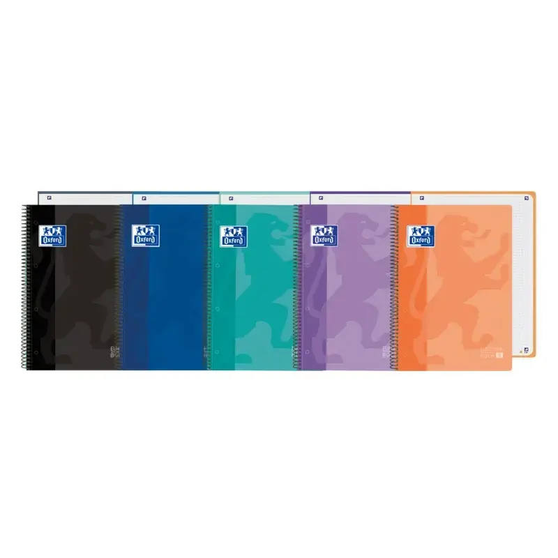 Oxford School Classic Europeanbook 1 Cuaderno A4+ 80 Hojas Microperforadas Cuadricula 5x5mm - Tapa de Plastico Translucido - Col