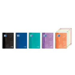 Oxford Europeanbook 4 Cuaderno A5+ Cuadriculado 5x5mm 120 Hojas 90gr - Tapa Superresistente - 4 Bandas de Color - Colores Vivos