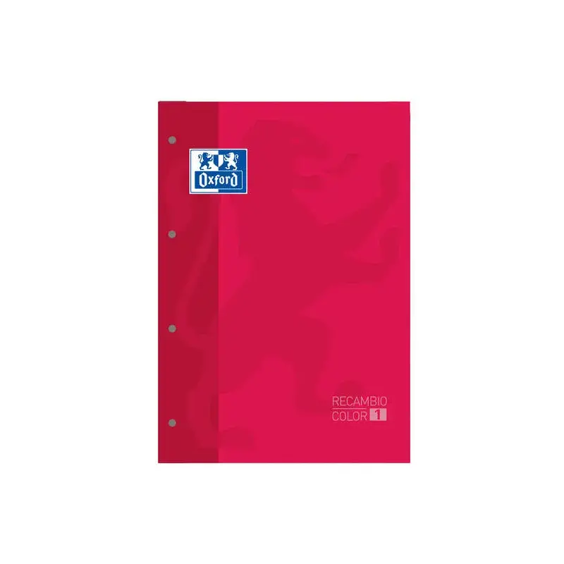 Oxford School Classic Recambio Encolado A4 80 Hojas Cuadricula 5x5 - Recuadro del Color de la Tapa - Tapa Color Rojo | Ahorro Im