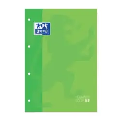 Oxford School Classic Recambio Encolado A4 80 Hojas Cuadricula 5x5 - Recuadro del Color de la Tapa - Tapa Color Verde | Ahorro I