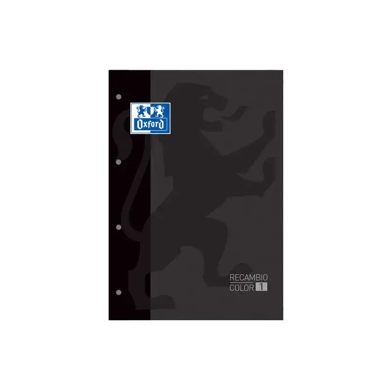 Oxford School Classic Recambio Encolado A4 80 Hojas Cuadricula 5x5 - Recuadro del Color de la Tapa - Tapa Color Negro | Ahorro I