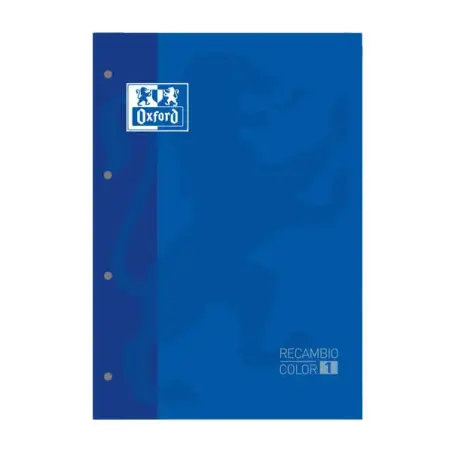 Oxford School Classic Recambio Encolado A4 80 Hojas Cuadricula 5x5 - Recuadro del Color de la Tapa - Tapa Color Azul Marino | Ah