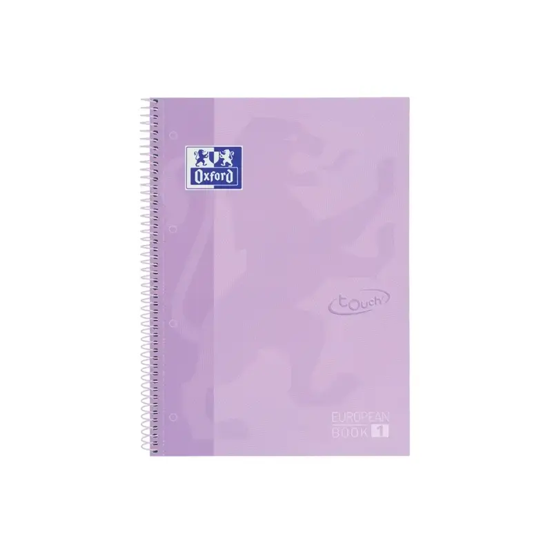 Oxford School Touch Europeanbook 1 Cuaderno A4+ 80 Hojas Microperforadas Cuadricula 5x5mm - Tapa Extradura - Color Malva Pastel