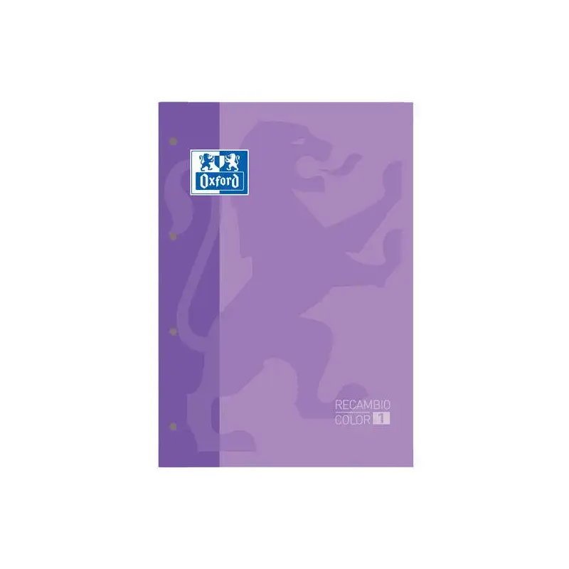 Oxford School Classic Recambio Encolado A4 80 Hojas Cuadricula 5x5 - Recuadro del Color de la Tapa - Tapa Color Malva | Ahorro I