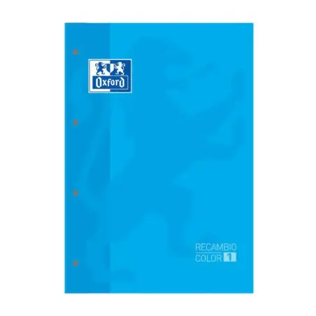 Oxford School Classic Recambio Encolado A4 80 Hojas Cuadricula 5x5 - Recuadro del Color de la Tapa - Tapa Color Turquesa | Ahorr