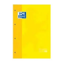 Oxford School Classic Recambio Encolado A4 80 Hojas Cuadricula 5x5 - Recuadro del Color de la Tapa - Tapa Color Amarillo | Ahorr