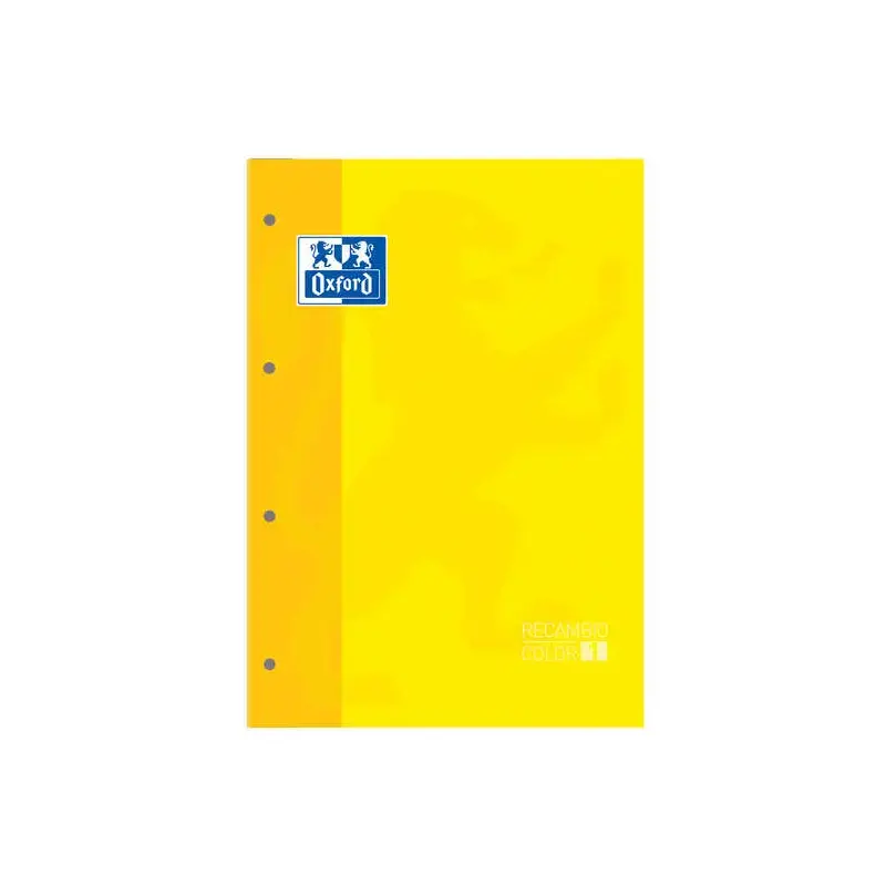 Oxford School Classic Recambio Encolado A4 80 Hojas Cuadricula 5x5 - Recuadro del Color de la Tapa - Tapa Color Amarillo | Ahorr
