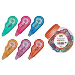 Ingraf Mini Mediterraneo Expositor con 48 Mini Cintas Correctoras 5mmx5m - Perfecta Adherencia al Papel - Cuerpo de Colores Surt