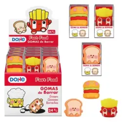 Dohe Expositor de 24 Gomas de Borrar - Fabricadas en PVC - Con Forma de Alimentos | Ahorro Imprimiendo