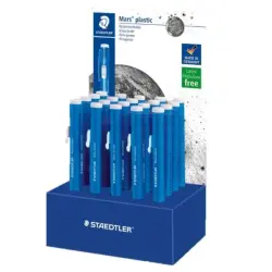 Staedtler Mars Plastic 528 50 Expositor con 20 Portagomas en Forma de Lapiz - Con Cursor para Deslizar la Goma - Sin Ftalatos ni