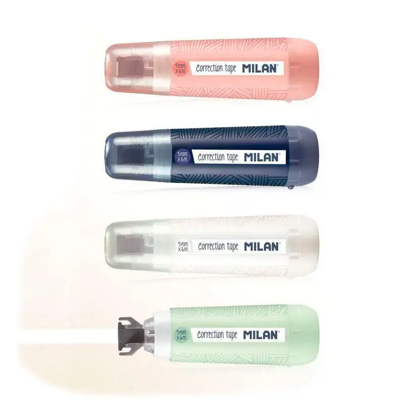 Milan 1918 Cubo Expositor de 40 Cintas Correctoras Cilindricas - Medidas 5x6m - Rotacion de Punta 360º - Colores Surtidos | Ahor