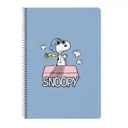 Safta Snoopy Libreta con Espiral - Formato Folio - 80 Hojas de Papel 80g/m2 - Cuadriculas 4x4mm - Tapa Dura Decorada - Margen La