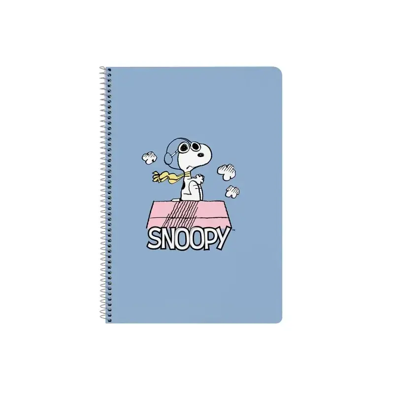 Safta Snoopy Libreta con Espiral - Formato Folio - 80 Hojas de Papel 80g/m2 - Cuadriculas 4x4mm - Tapa Dura Decorada - Margen La
