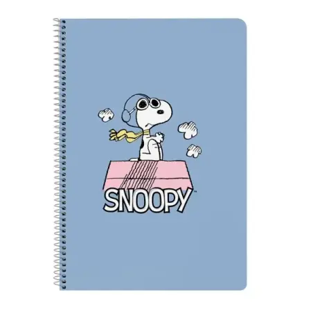 Safta Snoopy Libreta con Espiral - Formato Folio - 80 Hojas de Papel 80g/m2 - Cuadriculas 4x4mm - Tapa Dura Decorada - Margen La