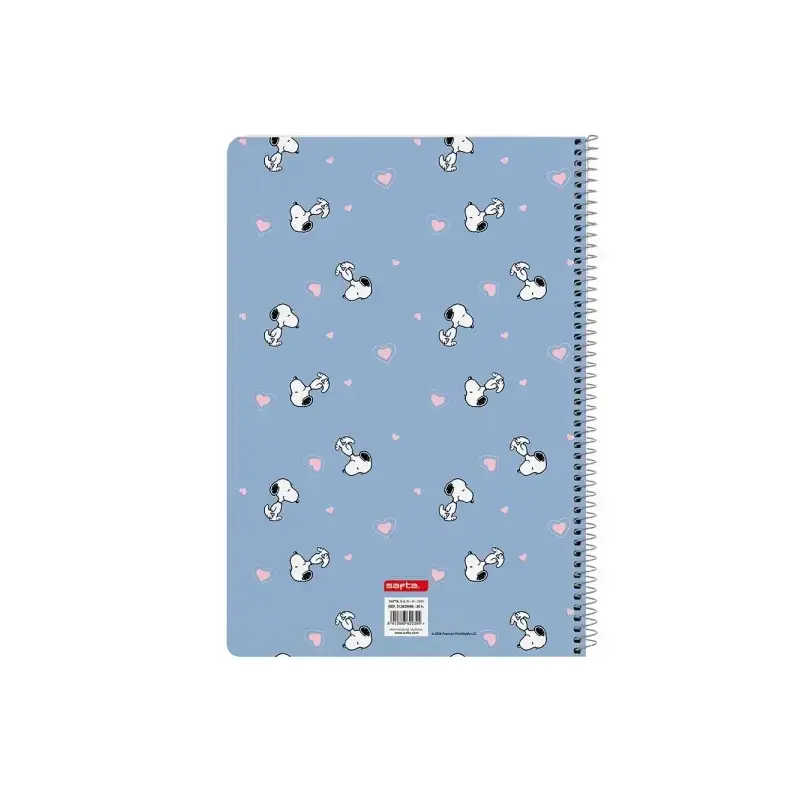 Safta Snoopy Libreta con Espiral - Formato Folio - 80 Hojas de Papel 80g/m2 - Cuadriculas 4x4mm - Tapa Dura Decorada - Margen La