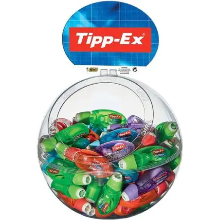 Tipp-Ex Micro Tape Twist Expositor 60 Cintas Correctoras 5.00mm x 8m - Cabezal Rotativo - Escritura Instantanea - 4 Colores | Ah