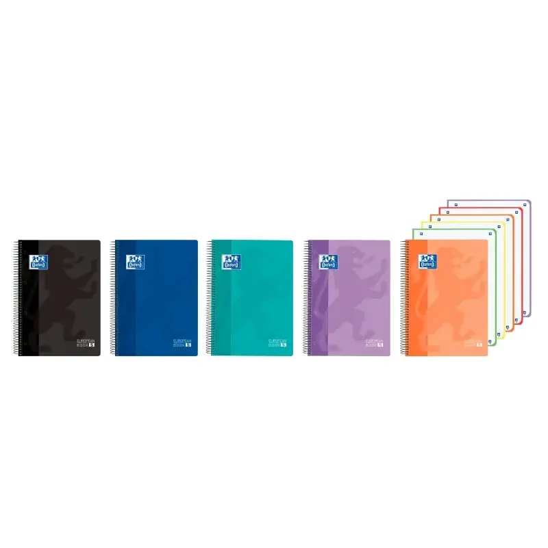 Oxford Cuaderno de Espiral - Formato A4+ - 120 Hojas - Cuadricula 5x5mm - Tapa de Plastico - Colores Vivos Surtidos | Ahorro Imp