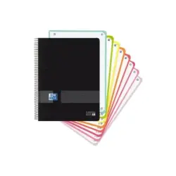 Oxford Europeanbook 8 Live & Go Cuaderno Espiral A5+ 160 Hojas Cuadricula 5x5 - 8 Bandas de Color - Tapa de Plastico Resistente