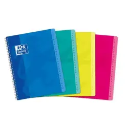 Oxford Classic A5+ Cuaderno con Espiral Tapa Blanda - 90 Hojas - Cuadricula 5x5 - Colores Surtidos | Ahorro Imprimiendo