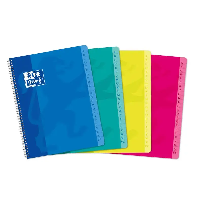Oxford Classic A5+ Cuaderno con Espiral Tapa Blanda - 90 Hojas - Cuadricula 5x5 - Colores Surtidos | Ahorro Imprimiendo