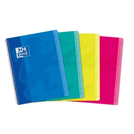 Oxford Classic A5+ Cuaderno con Espiral Tapa Blanda - 90 Hojas - Cuadricula 5x5 - Colores Surtidos | Ahorro Imprimiendo