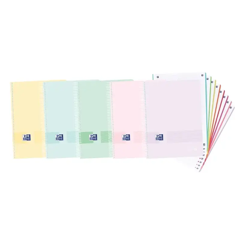 Oxford Europeanbook 8 Live & Go Cuaderno Espiral Formato A4+ Cuadriculado 5x5mm - 160 Hojas Microperforadas con 4 Taladros - Tap