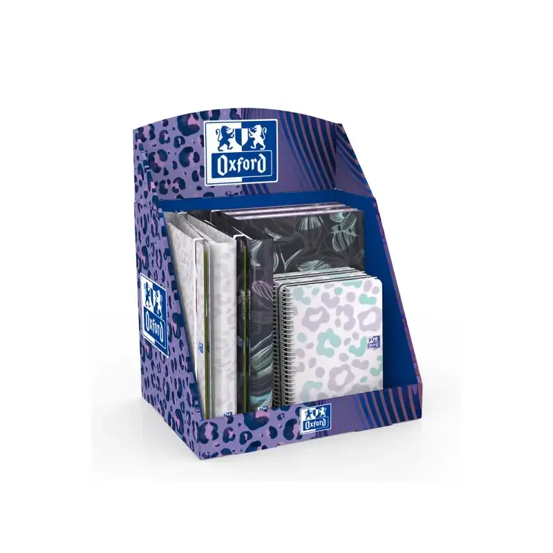Oxford Dream Tech Expositor con 14 Productos - 5 Cuadernos de Espiral A4+ - 5 Cuadernos de Espiral A5+ - 4 Carpetas de Anillas A