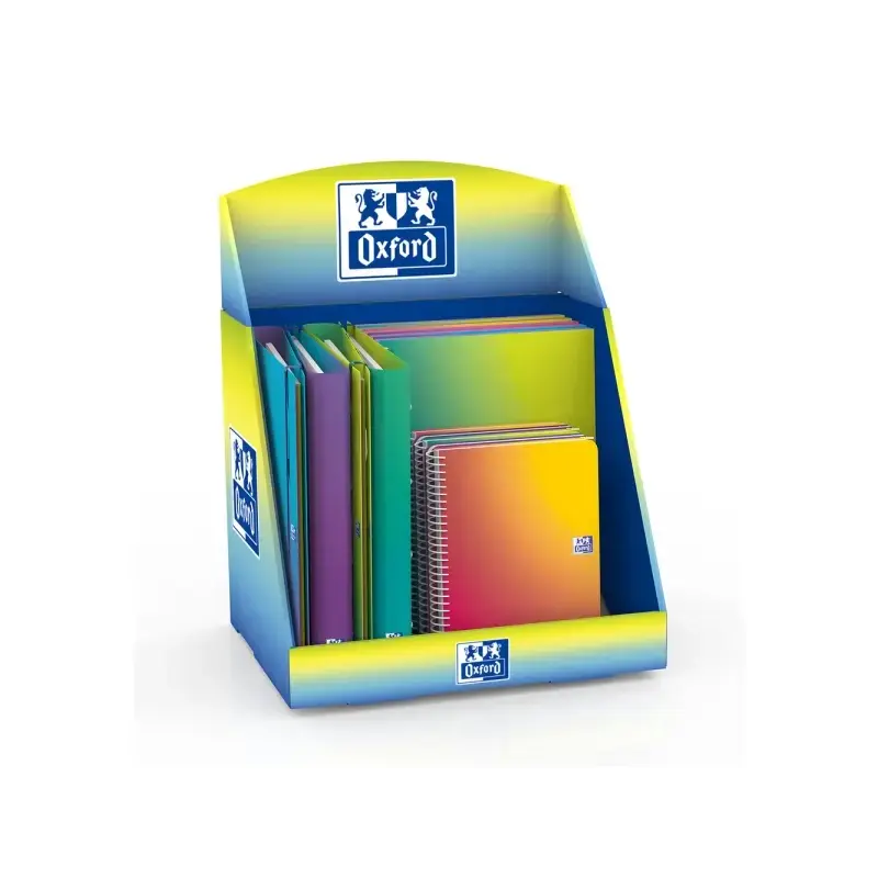 Oxford Gradient Expositor con 14 Productos - 5 Cuadernos de Espiral A4+ - 5 Cuadernos de Espiral A5+ - 4 Carpetas de Anillas A4+