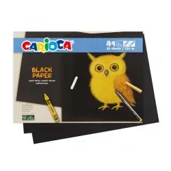 Carioca Black Pack con 20 Hojas A4 de Color Negro - Papel de 150gr - Recomendado para Tizas, Ceras, Rotuladores Brillantes etc..