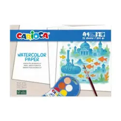 Carioca Watercolor Pack con 15 Hojas A4 para Acuarela - Papel de 300gr - No Deja que los Colores Traspasen | Ahorro Imprimiendo