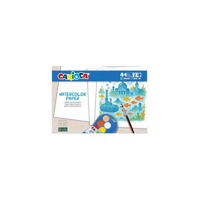 Carioca Watercolor Pack con 15 Hojas A4 para Acuarela - Papel de 300gr - No Deja que los Colores Traspasen | Ahorro Imprimiendo