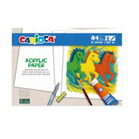 Carioca Acrylic Pack con 10 Hojas A4 para Rotuladores y Pintura Acrilica - Papel de 350gr - No Deja que los Colores Traspasen |