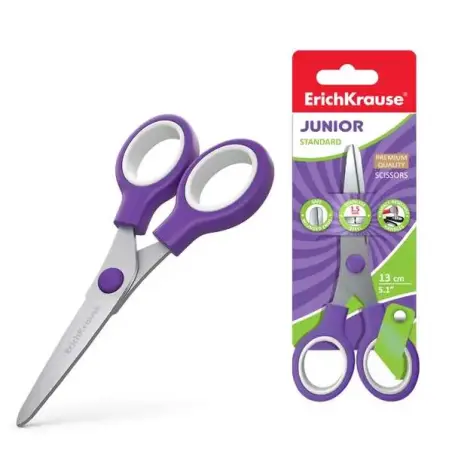 Erichkrause Standard Junior Tijeras de Acero Inoxidable 13cm - Extremos Redondeados - Resistente a la Corrosion - Mangos de Plas