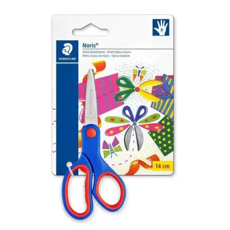Staedtler Noris 965 Tijera Escolar de Seguridad - Agarre Ergonomico Suave - Cuchillas Romas - Longitud 14cm | Ahorro Imprimiendo