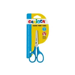 Carioca Tijeras Pequeñas 13cm - Punta Redonda - Acero Inoxidable - Comodas para Zurdos y Diestros - Color Azul | Ahorro Imprimie
