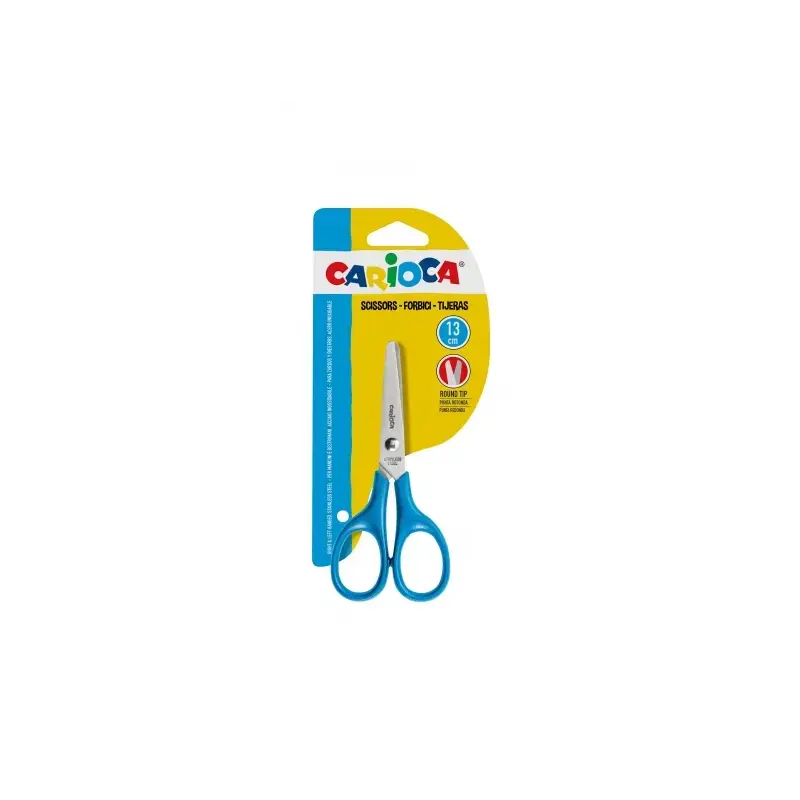 Carioca Tijeras Pequeñas 13cm - Punta Redonda - Acero Inoxidable - Comodas para Zurdos y Diestros - Color Azul | Ahorro Imprimie