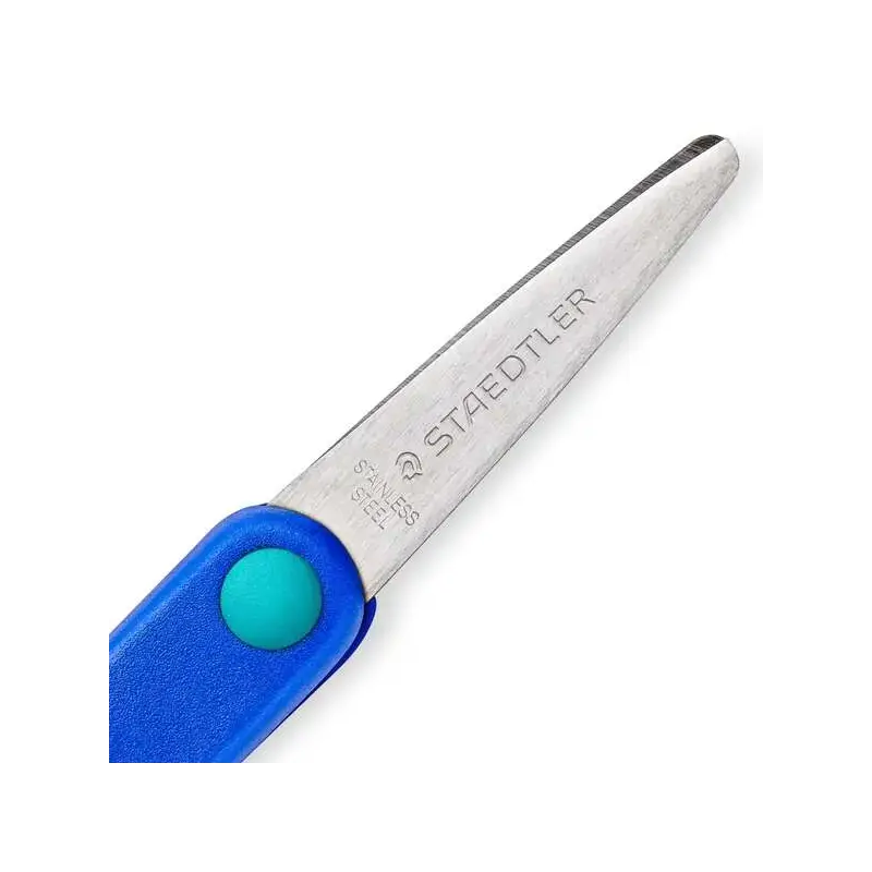 Staedtler Noris 965 Tijera Escolar de Seguridad Zurdos - Agarre Ergonomico Suave - Cuchillas Romas - Longitud 14cm | Ahorro Impr