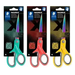 Staedtler Norix 965 Tijeras Escolares 21cm - Hojas de Acero Inoxidable con Apariencia de Titanio - Uso Diestro - Agarre Ergonomi