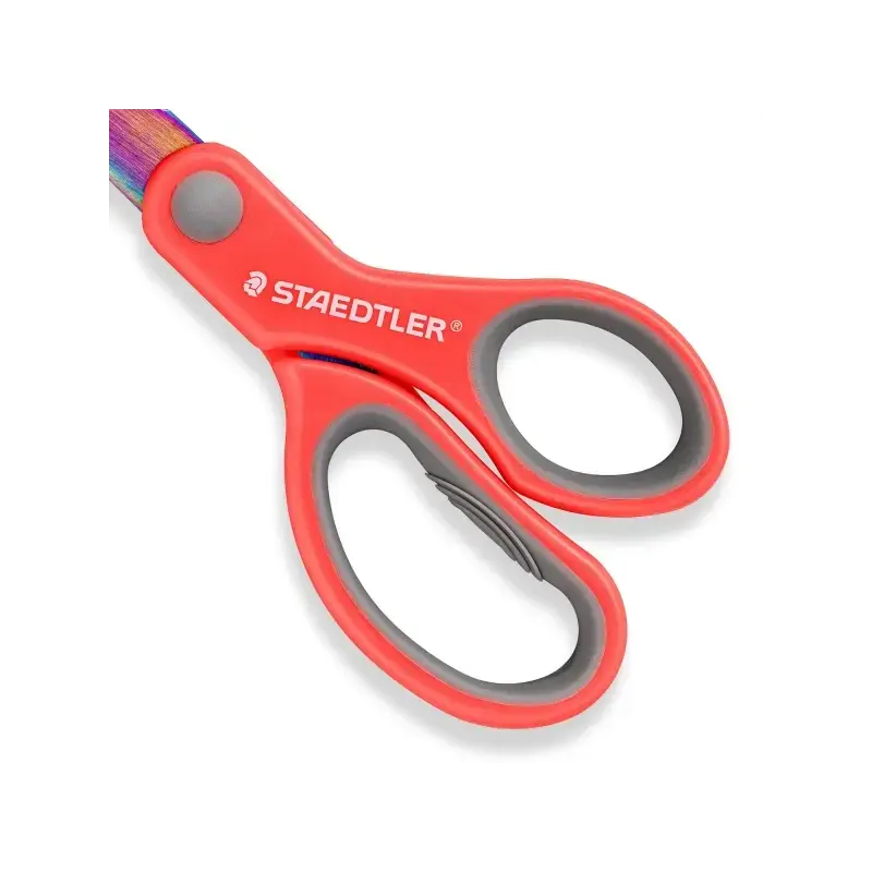 Staedtler Norix 965 Tijeras Escolares 21cm - Hojas de Acero Inoxidable con Apariencia de Titanio - Uso Diestro - Agarre Ergonomi