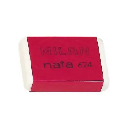 Milan Nata 624 Goma de Borrar Rectangular - Plastico - Suave - No Abrasiva - Color Blanco | Ahorro Imprimiendo