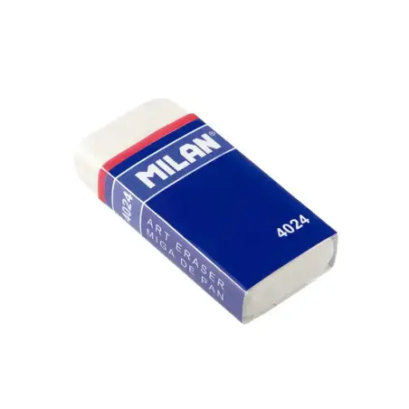 Milan 4024 Goma de Borrar Rectangular - Miga de Pan Flexible - Caucho Sintetico - Faja de Carton Azul - Envuelta Individualmente