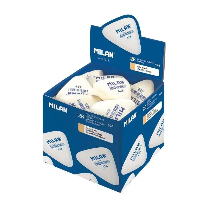 Milan 428 Goma Triangular Gruesa - Tipo Miga de Pan - Caucho Sintetico - Color Blanco | Ahorro Imprimiendo