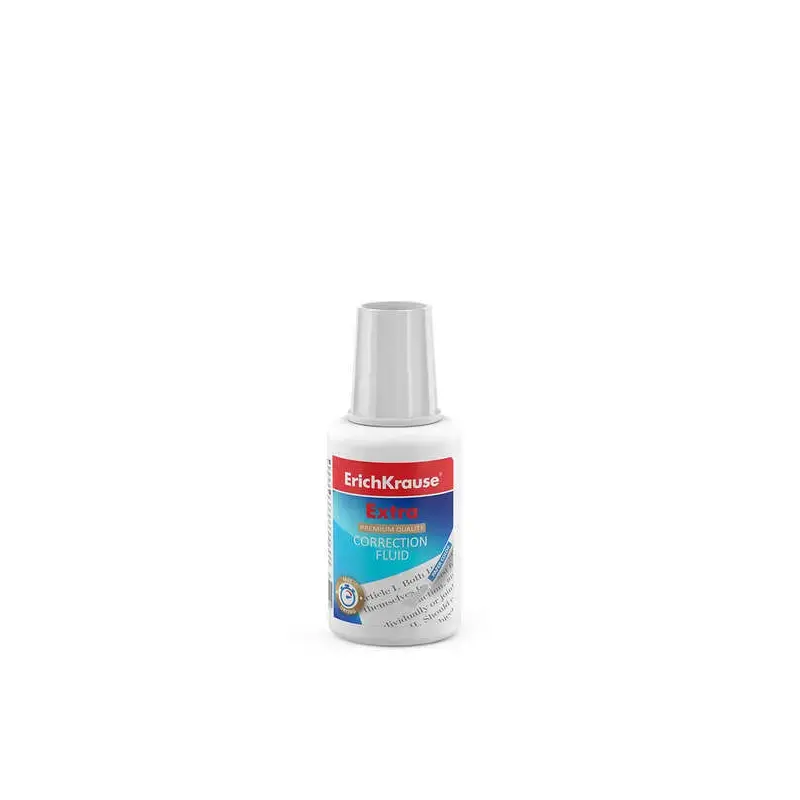 Erichkrause Corrector Liquido Extra con Pincel Aplicador 20gr - Secado Rapido - Resultado Excelente con Todo Tipo de Tinta - Col