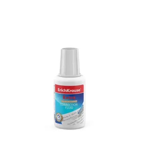 Erichkrause Corrector Liquido Extra con Pincel Aplicador 20gr - Secado Rapido - Resultado Excelente con Todo Tipo de Tinta - Col