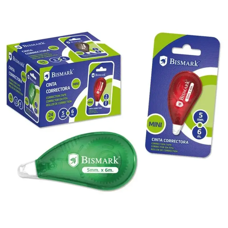 Bismark Mini Cinta Correctora en Seco - Alta Calidad - Correccion Rapida - No Mancha - No Deja Huella en Fotocopias | Ahorro Imp
