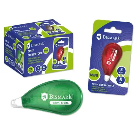 Bismark Mini Cinta Correctora en Seco - Alta Calidad - Correccion Rapida - No Mancha - No Deja Huella en Fotocopias | Ahorro Imp