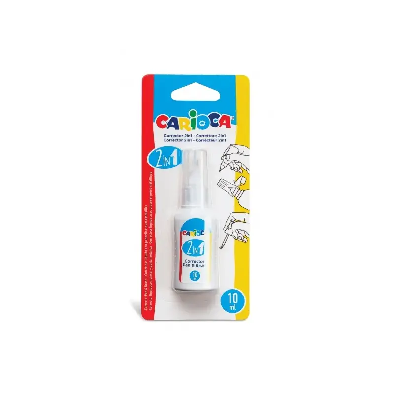 Carioca Pen & Brush Corrector 2 en 1 - Boligrafo y Pincel - Pincel de Nylon Suave y Preciso - Punta Metalica de Precision - Seca