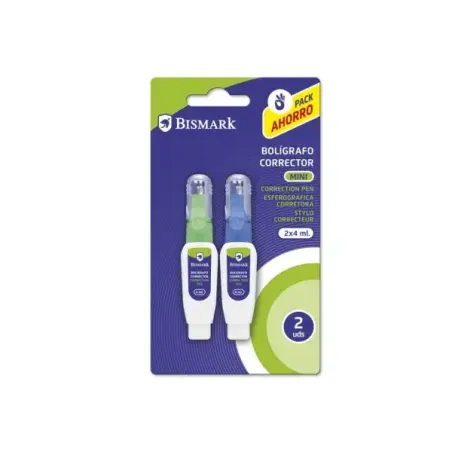 Bismark Pack de 2 Mini Boligrafos Correctores 4ml - Punta Metalica - Alta Precision | Ahorro Imprimiendo